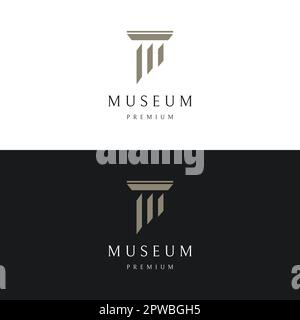 Museen, Museumssäulen, Museumslinien, Logos der Museumssäulen. Museen mit minimalistischen und modernen Konzepten. Logos können für Unternehmen, Museen und Unternehmen verwendet werden. Stock Vektor