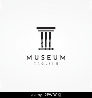 Museen, Museumssäulen, Museumslinien, Logos der Museumssäulen. Museen mit minimalistischen und modernen Konzepten. Logos können für Unternehmen, Museen und Unternehmen verwendet werden. Stock Vektor