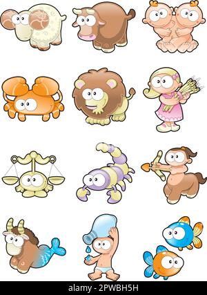 Komisches Zodiac, Vektor- und Cartoon-Bild Stock Vektor