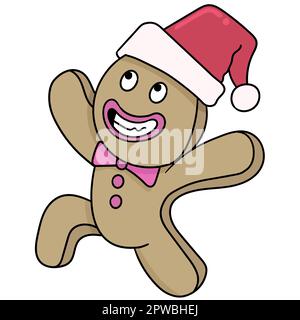 Lebkuchen-Kuchen feiert Weihnachten. Bild des doodle-Symbols Stock Vektor