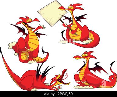 Lustige Drachen. Cartoon- und Vektorzeichen, isolierte Objekte Stock Vektor