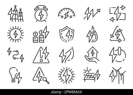 Energiebezogene Liniensymbole eingestellt Stock Vektor