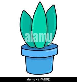 Pflanzen in Gartendekorationstöpfen. Bild des doodle-Symbols Stock Vektor