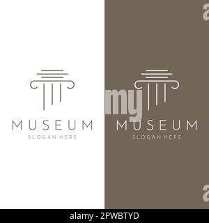 Museen, Museumssäulen, Museumslinien, Logos der Museumssäulen. Museen mit minimalistischen und modernen Konzepten. Logos können für Unternehmen, Museen und Unternehmen verwendet werden. Stock Vektor