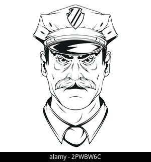 Polizist. Vektordarstellung eines männlichen Skizzenoffiziers. Verkehrspolizisten-Job Stock Vektor