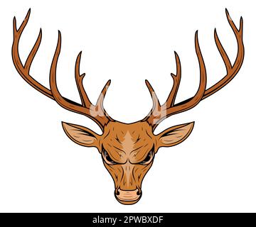 Hirschkopf. Vektordarstellung eines wilden Tieres. Jagdlogo. Stock Vektor