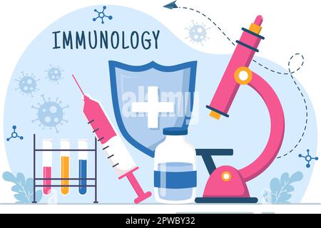 Immunologie Illustration mit Menschen Immunschutz System hilft, Infektionen und schädliche Bakterien in Cartoon Hand Drawn Templates loszuwerden Stock Vektor