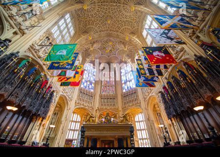 Henry VII's Lady Chapel im Inneren der Westminster Abbey. Die Kirche befindet sich neben dem Palace of Westminster in der Stadt Westminster in London, England, Stockfoto