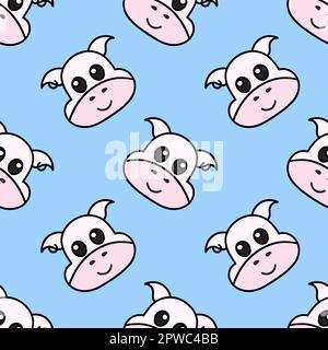 Nahtloser Milchkuhkopf-Hintergrund. Wiederholen Sie das Muster im Hintergrund Stock Vektor