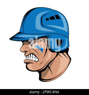 Baseballspieler. Vektordarstellung eines Sportmenschen. Böser Mensch. Mann mit Helm Stock Vektor