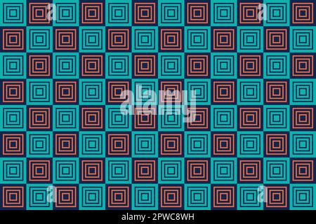 Nahtloses Muster in traditionellen Farben. Wiederholte Quadrate heller, abstrakter geometrischer Zierhintergrund. Geeignet für Digitalpapier, Textildruck, Seitenfüllung. Vektordarstellung Stock Vektor