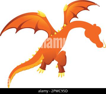 Ein Satz farbiger Drachen. Lustige Zeichentrickfilme und Vektorfiguren. Stock Vektor