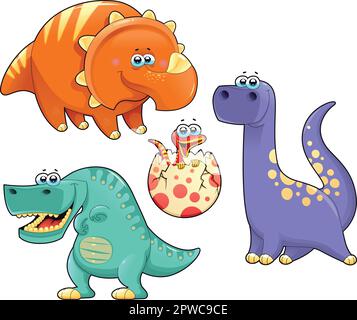 Eine Gruppe lustiger Dinosaurier. Cartoon- und Vektorfiguren. Stock Vektor