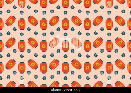 Chinesische Neujahrskarte, Einladung mit hängenden roten Laternen. Asiatische Partydekoration. Designkonzept für Neujahr, Karten-, Poster- und Stoffdesign zur Herbstmitte. Vektordarstellung Stock Vektor