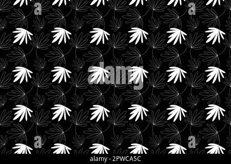 Zarte Wildblätter Formen Feldpflanzen. Nahtlose botanische Motive. Nahtlose Vektortextur. Für Modedrucke. Handgefertigter Druck auf weißem Hintergrund. Vektordarstellung. Stock Vektor