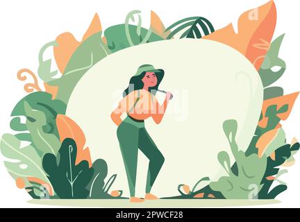 Wanderfrauen in der Natur, umgeben von Bäumen Stock Vektor