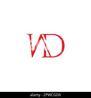 Logo-Vektor mit WD-Verknüpfung und eleganter Serifenschriftart Stock Vektor