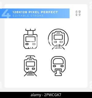 Die perfekt linearen Symbole für den Passagierzug sind eingestellt Stock Vektor
