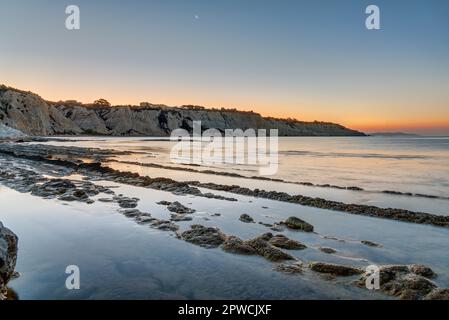 Sonnenaufgang auf der Scala dei Turchi in Sizilien Stockfoto
