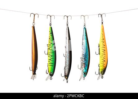 Fischen lure isoliert auf weißem Stockfoto