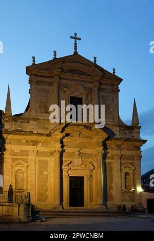 Jesuitenkirche St. Ignatius, Blue Hour, Dubrovnik, Dubrovacko-Neretvanska, Kroatien Stockfoto