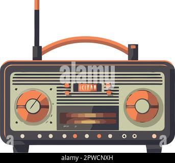Altmodische Boom-Box, die Audio-Revival spielt Stock Vektor