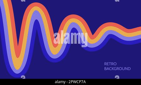 Hintergrund mit Retro-Linien. Farbenfrohe abstrakte wellige Tapete. Geschwungene Streifen im Vintage-Stil. Vector Design-Vorlage im 60s- oder 70s-Stil. Stock Vektor