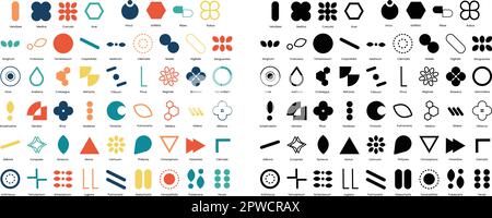 Abstrakte bauhaus-Formen. Geometrische Retro-Elemente in modernem, trendigen Stil. Isolierte Flachvektorabbildungen für Textil, Papier, Kleidung, soziale Medien und Grafikdesign Stock Vektor