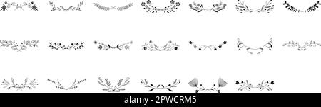 Dekorativer Rahmen Mit Blumenverzierung. Hochzeitseinladung Blumenkranz minimalistisches Design. Vektorvorlage mit Blütenelementen. Rustikales Vintage-Set. Vektordarstellung Stock Vektor