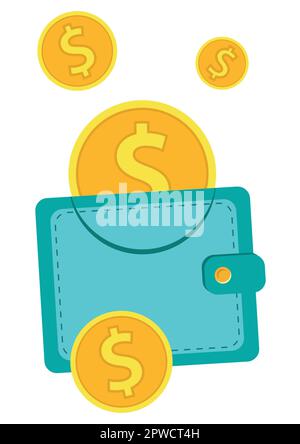 Brieftasche mit Münzen Stock Vektor
