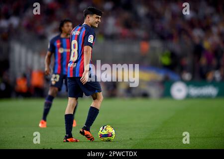 Barcelona, Esp. 29. April 2023. FC BARCELONA gegen REAL BETIS 29. April 2023 Pedri (8) des FC Barcelona während des Spiels zwischen dem FC Barcelona und Real Betis, das dem zweiunddreißigsten Tag von La Liga Santander im Spotify Camp Nou in Barcelona, Spanien entspricht. Kredit: Rosdemora/Alamy Live News Stockfoto
