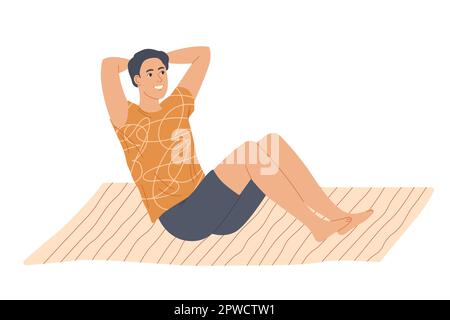 Man tut situps abs knirscht zu Hause. Stock Vektor