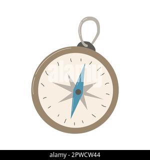 Goldener Kompass im Retro-Stil auf weißem Hintergrund Stock Vektor