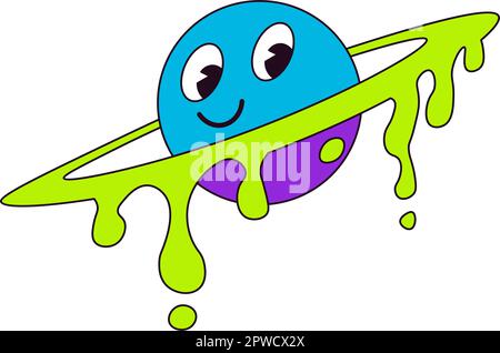 Doodle-Charakter, kosmischer Planet-Personage-Vektor Stock Vektor