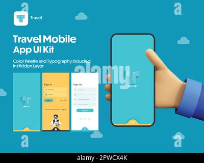Set aus UI, UX, GUI-Bildschirmen Travel App einschließlich wie als Anmeldung, für Mobile-Anwendung anmelden oder Responsive Website. Stock Vektor
