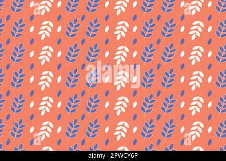 Nahtloses Blumenmuster mit natürlichen Elementen. Blätter, Grashalme und Zweige. Busch und Wildblumen. Exotische tropische Monsterblätter. Vektordarstellung Stock Vektor