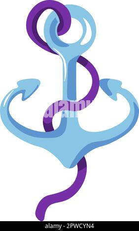 Piraten ankern mit Seil, Marinetraditionsvektor Stock Vektor