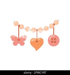 Kinderwiege Rassel Spielzeug im Boho-Stil Vektorbild Stock Vektor