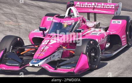 IndyCar-Fahrer Kyle Kirkwood nimmt am Grand Prix von Long Beach in Andretti Autosports Auto Nr. 27 Teil. Stockfoto