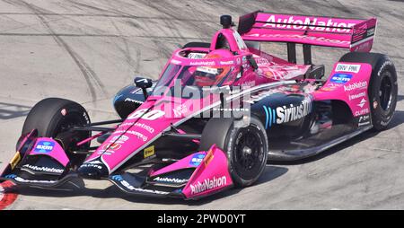 IndyCar-Fahrer Simon Pagenaud nimmt am Long Beach Grand Prix in Meyer Shank Racings Auto Nr. 60 Teil. Stockfoto