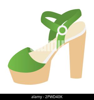 Jugendsandalen auf hoher Plattform. Cartoon-Vektordarstellung. Elegante und legere Schuhe, Sommersandalen, Turnschuhe. Schuhkollektion Stock Vektor
