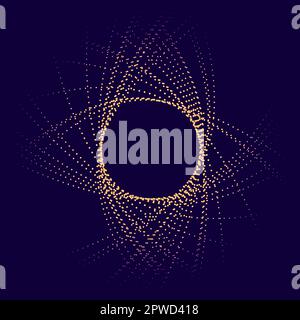Abstrakter runder Rahmen aus gelben Punkten isoliert auf blau. Vektordarstellung. Stock Vektor