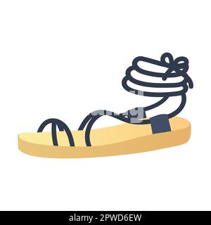 Römische Schnürsandalen. Cartoon-Vektordarstellung. Elegante und legere Schuhe, Sommersandalen, Turnschuhe. Schuhkollektion Stock Vektor