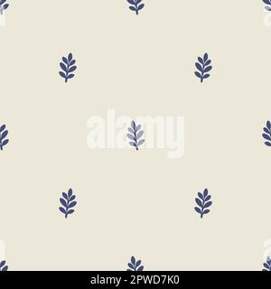 Eigenartiges Lino-Schnitt-Motiv-Vektormuster für Blattsplitter. Nahtlose Dekoration eines skurrilen Blattdesigns für den hintergrund von scandi. Stock Vektor
