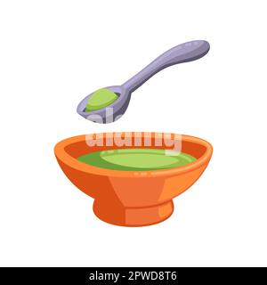 Schale mit Suppe oder Porrige für Kinder Zeichentrickfilm Stock Vektor