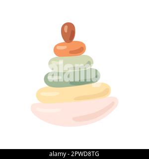 Kinderspielzeugpyramide im Boho-Stil Stock Vektor