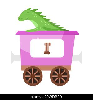 Brief I, Leguan. Niedliches Tier in farbenfroher alphabetischer Bahn. Vektordarstellung von Lernspielzeug für Vorschulkinder. Cartoon-Tiere sitzen hier Stock Vektor