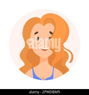 Rothaarige Frau in Kleid Avatar-Cartoon-Illustration Stock Vektor