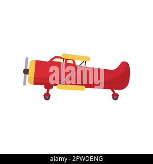Rote Vintage-Flugzeugskarikatur-Illustration Stock Vektor