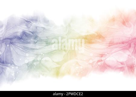 Alkohol Tinte Art fantastisches abstraktes Banner für Frühling und Sommer. Marmorwellen im Regenbogengradienten Stockfoto